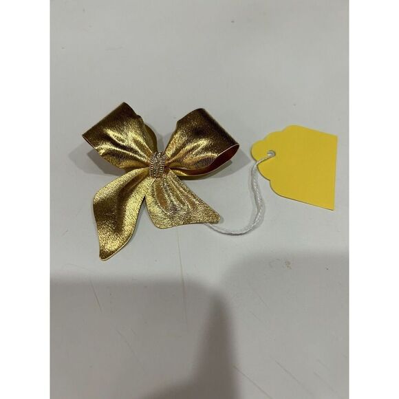 Vintage Tona Brooch Gold Tone Satin Bow Rhinestone Christmas Holiday Brooch. - Picture 2 of 7